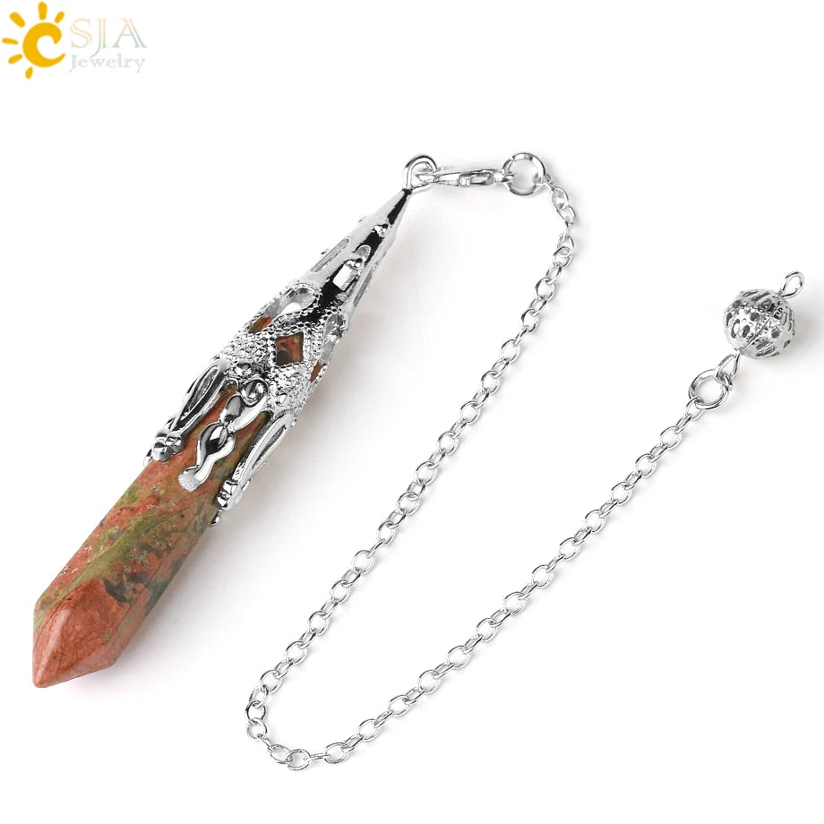 🌟 Péndulo de Cuarzo para Radiestesia y Adivinación - Gema Natural con Base de Bronce Antiguo ✨