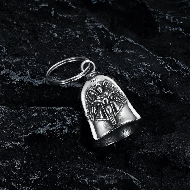 🌟 Colgante de Campana de Motocicleta con Alas de Ángel - 🏍️✨