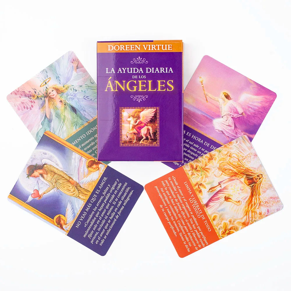 Tarot -Oráculo Guía Diaria de Tus Ángeles – 44 Cartas en Español para Adivinación y Conexión Espiritual 🌟🔮