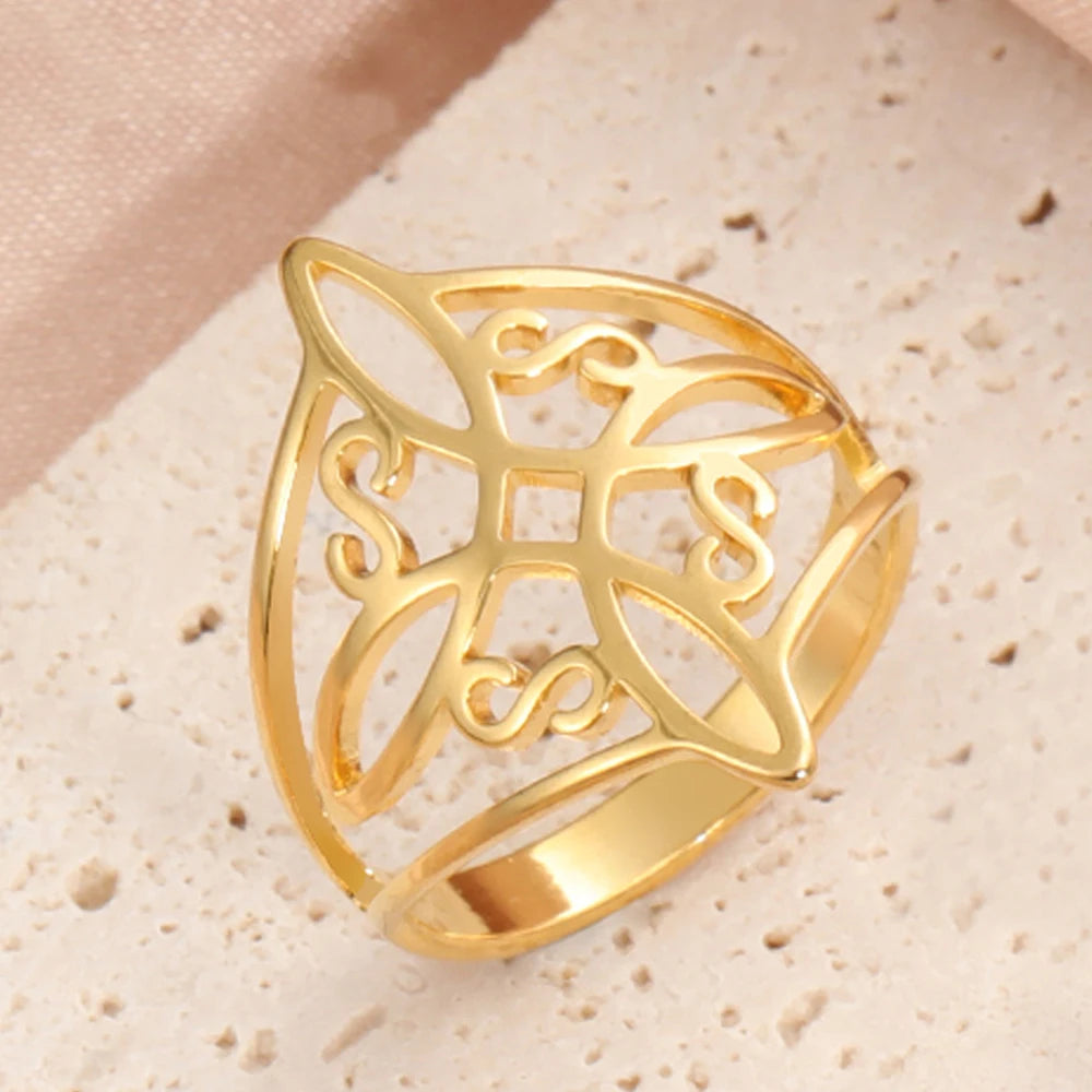 🌟 Anillo de Nudo de Bruja en Acero Inoxidable - Amuleto de Protección y Buena Suerte 🔮✨