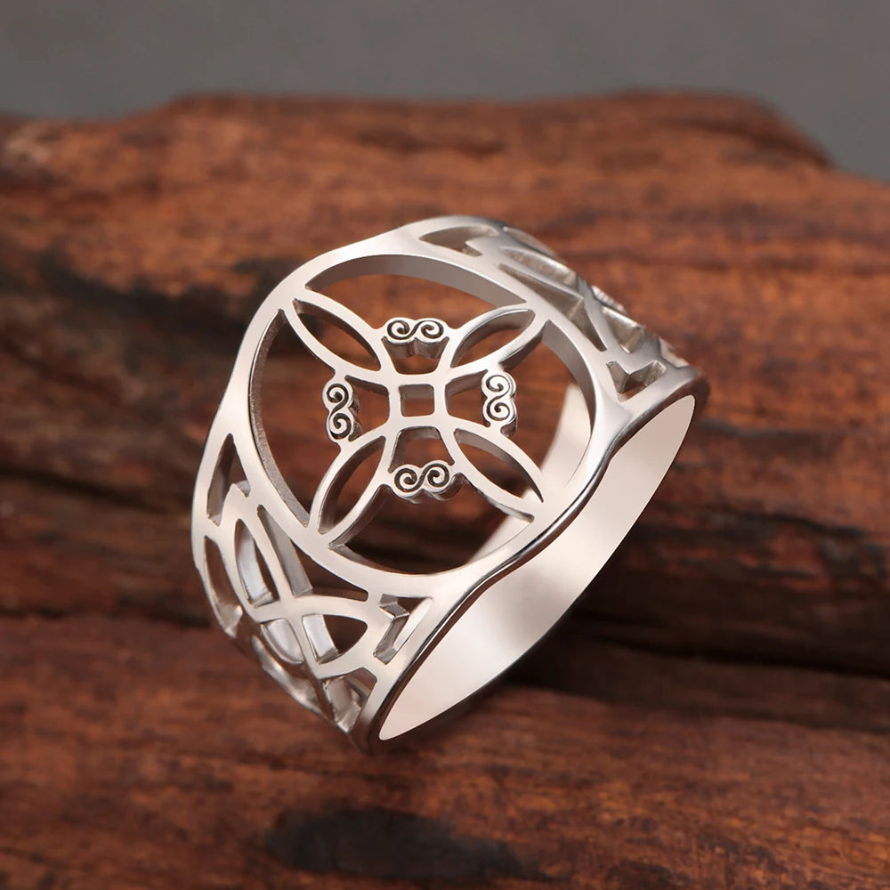 🌟 Anillo de Nudo de Bruja en Acero Inoxidable - Amuleto de Protección y Buena Suerte 🔮✨