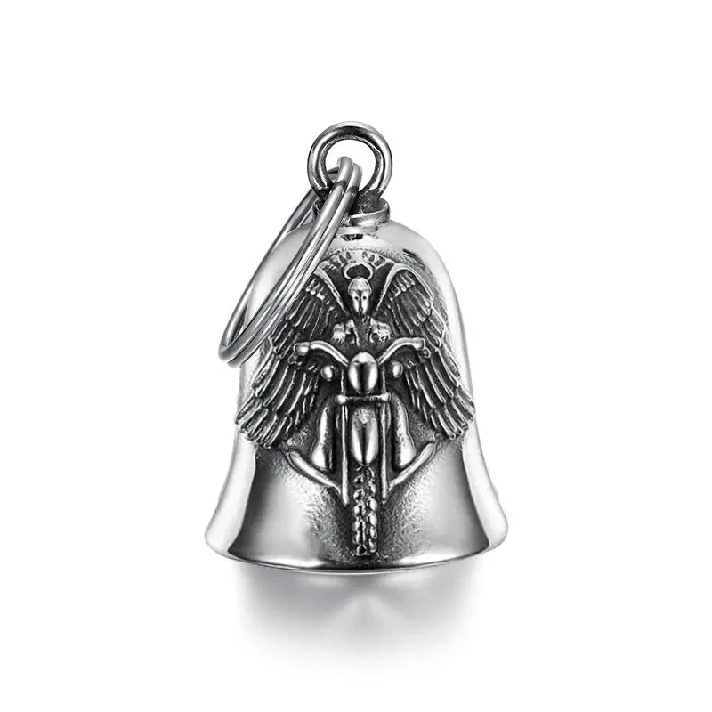 🌟 Colgante de Campana de Motocicleta con Alas de Ángel - 🏍️✨