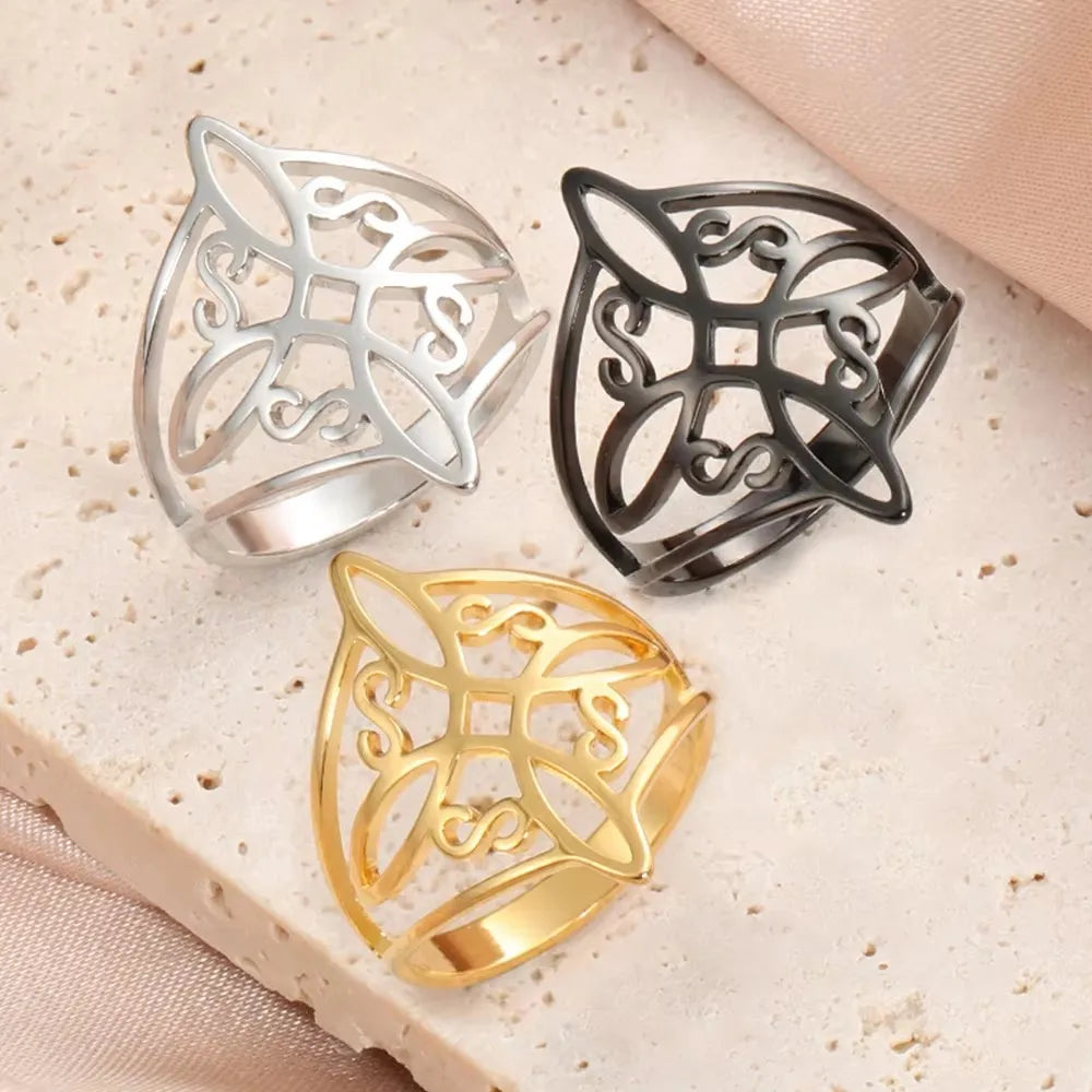 🌟 Anillo de Nudo de Bruja para Hombres y Mujeres - Acero Inoxidable Hueco, Amuleto de Protección Celta ✨