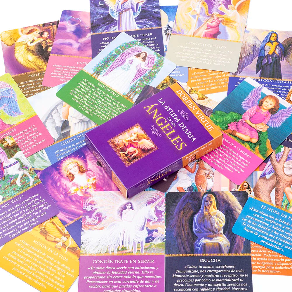Tarot -Oráculo Guía Diaria de Tus Ángeles – 44 Cartas en Español para Adivinación y Conexión Espiritual 🌟🔮