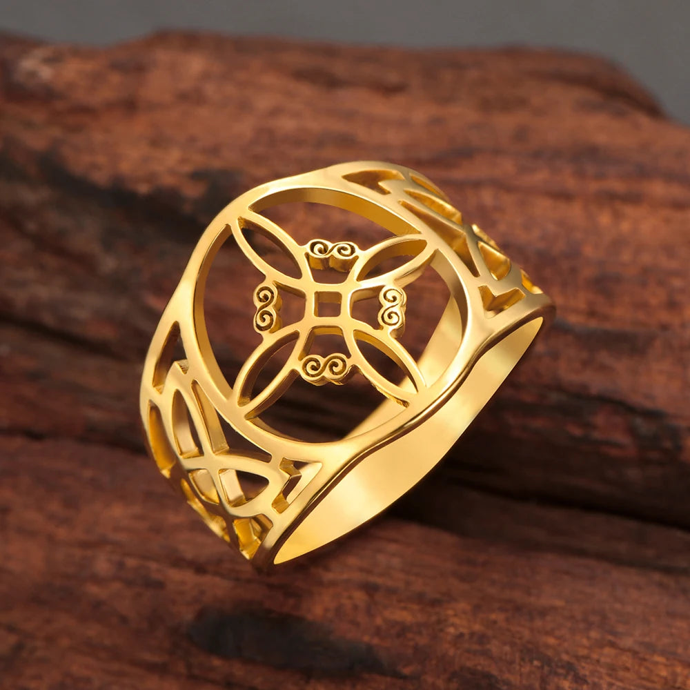 🌟 Anillo de Nudo de Bruja en Acero Inoxidable - Amuleto de Protección y Buena Suerte 🔮✨