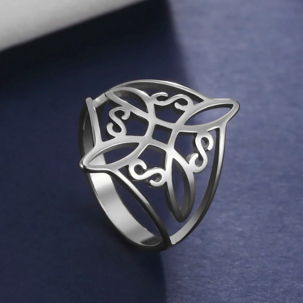 🌟 Anillo de Nudo de Bruja para Hombres y Mujeres - Acero Inoxidable Hueco, Amuleto de Protección Celta ✨