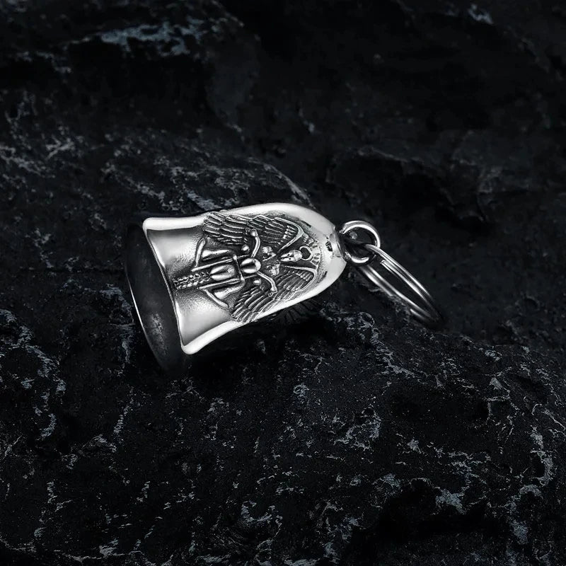 🌟 Colgante de Campana de Motocicleta con Alas de Ángel - 🏍️✨