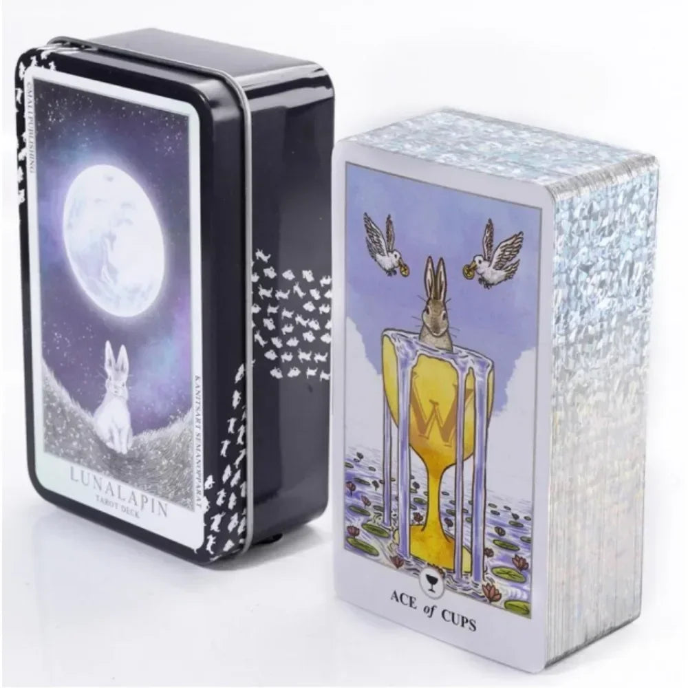 Tarot Oculto Luna Lapin Sueños Lúcidos – 78 Cartas Del Toro para Principiantes con Guía y Caja Metálica 🔮✨