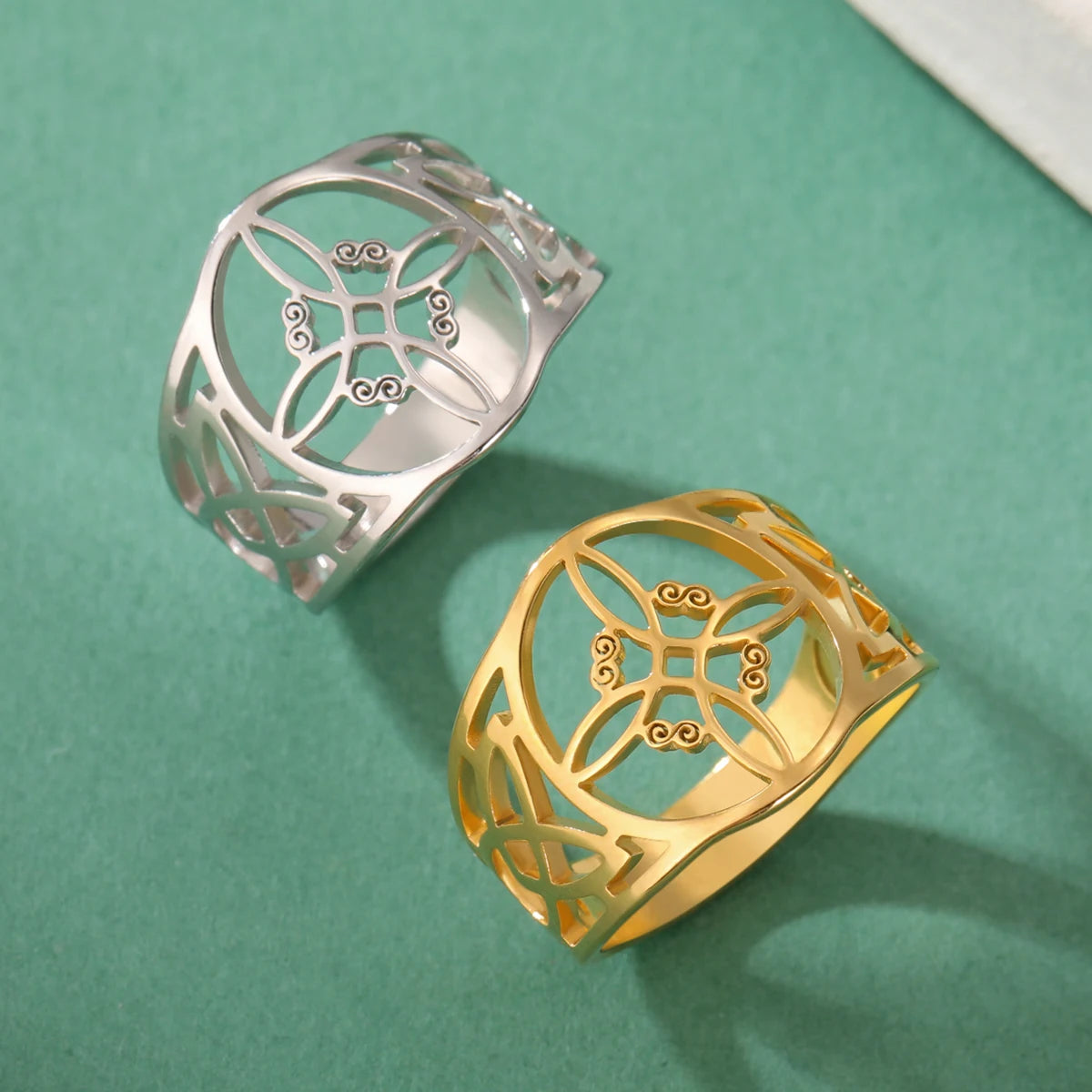 🌟 Anillo de Nudo de Bruja para Hombres y Mujeres - Acero Inoxidable Hueco, Amuleto de Protección Celta ✨