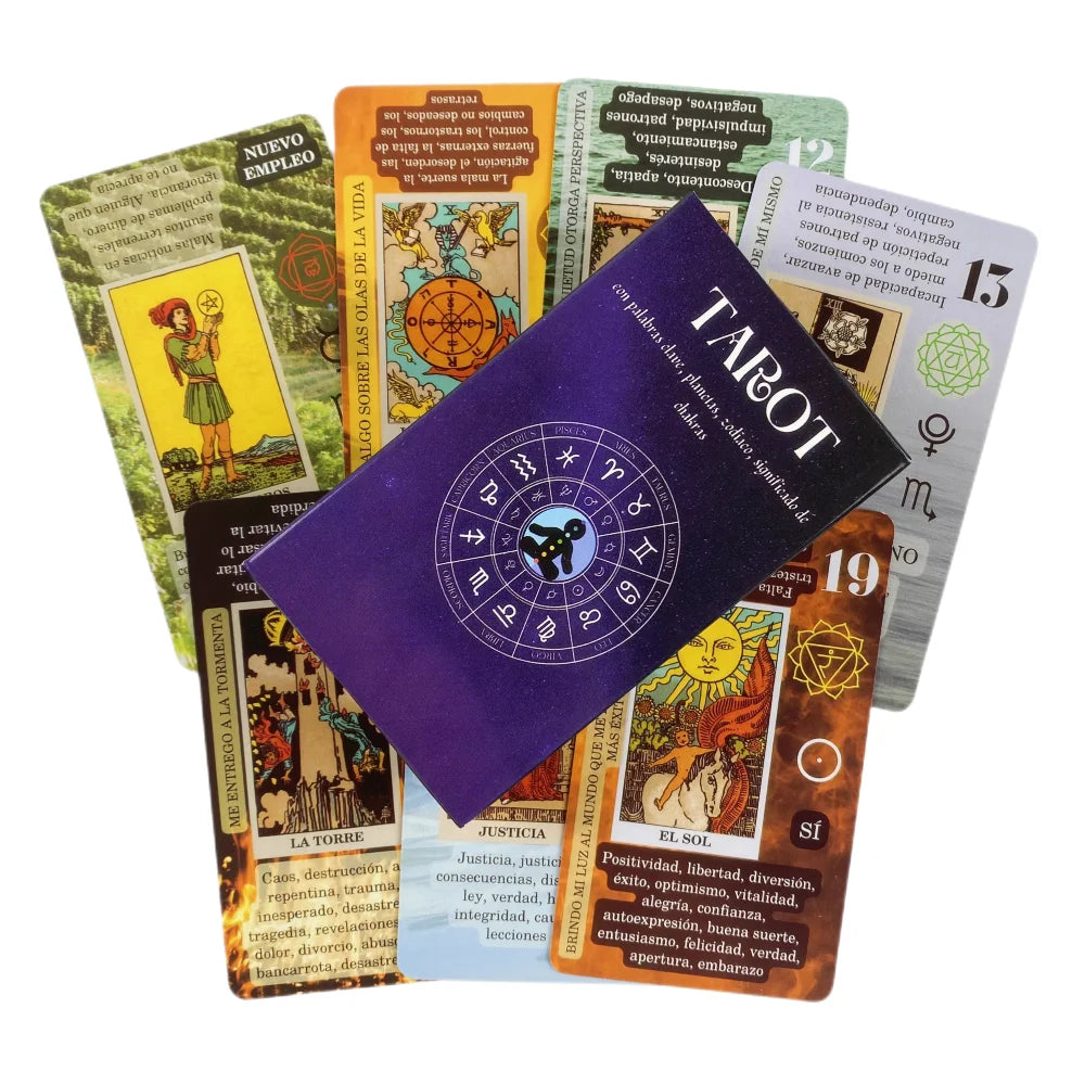 Tarot para Iniciantes Oráculo com Significados nas Cartas Palavras-chave Chakra Invertido Planeta Zodíaco Elemento Médio Tamanho Magro Espanhol