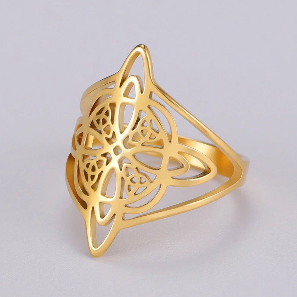 🌟 Anillo de Nudo de Bruja para Hombres y Mujeres - Acero Inoxidable Hueco, Amuleto de Protección Celta ✨