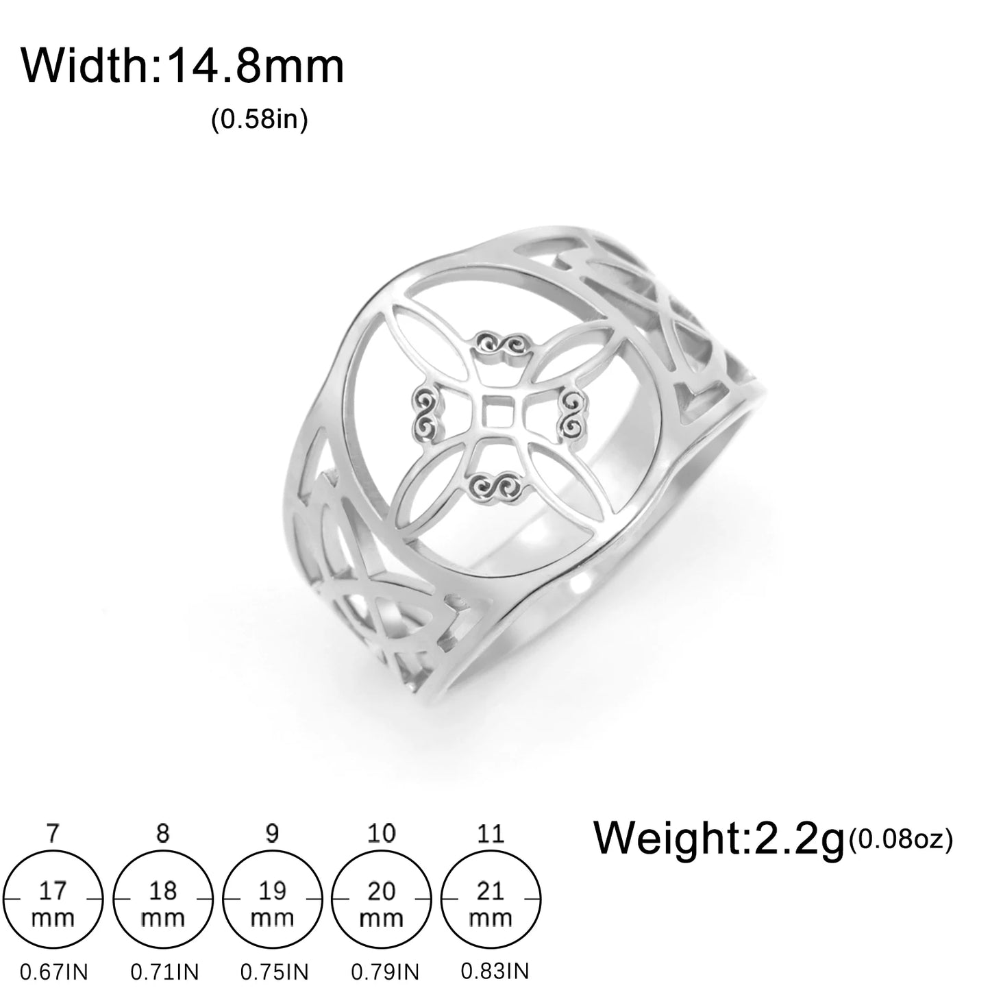 🌟 Anillo de Nudo de Bruja para Hombres y Mujeres - Acero Inoxidable Hueco, Amuleto de Protección Celta ✨
