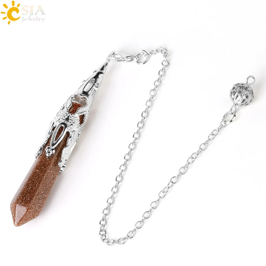 🌟 Péndulo de Cuarzo para Radiestesia y Adivinación - Gema Natural con Base de Bronce Antiguo ✨