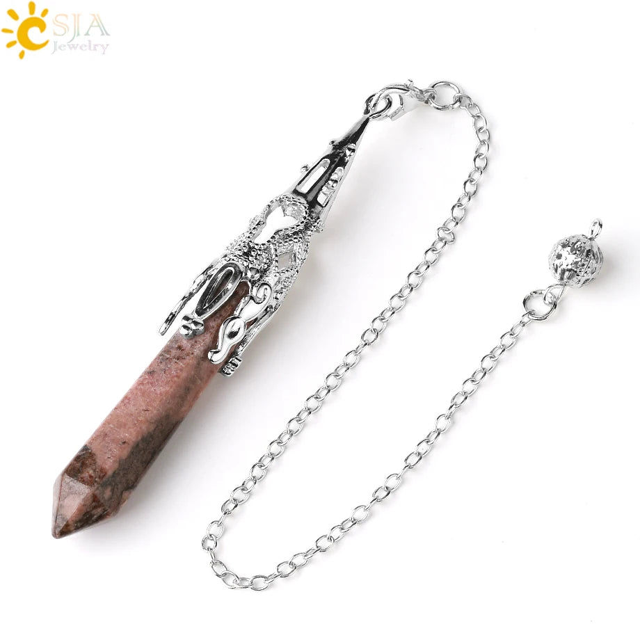 🌟 Péndulo de Cuarzo para Radiestesia y Adivinación - Gema Natural con Base de Bronce Antiguo ✨