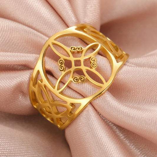 🌟 Anillo de Nudo de Bruja para Hombres y Mujeres - Acero Inoxidable Hueco, Amuleto de Protección Celta ✨