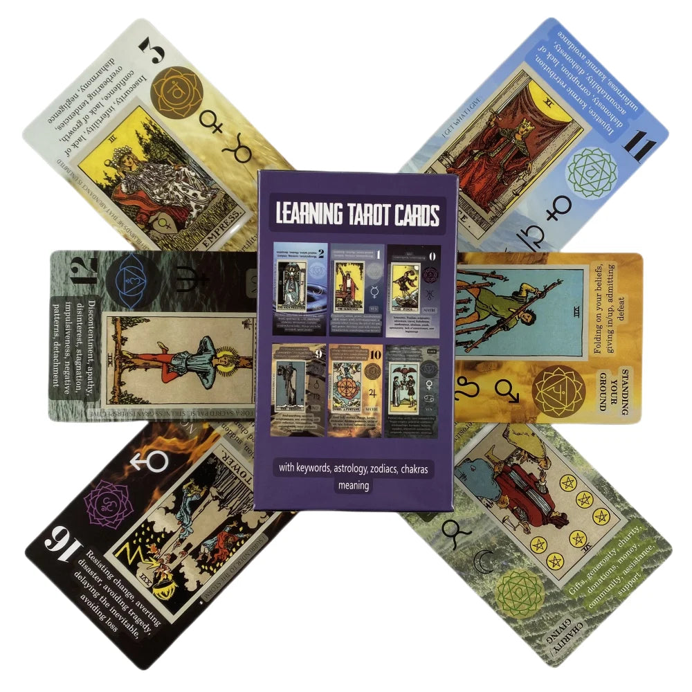 Tarot para Iniciantes Oráculo com Significados nas Cartas Palavras-chave Chakra Invertido Planeta Zodíaco Elemento Médio Tamanho Magro Espanhol