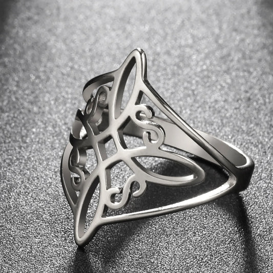🌟 Anillo de Nudo de Bruja en Acero Inoxidable - Amuleto de Protección y Buena Suerte 🔮✨