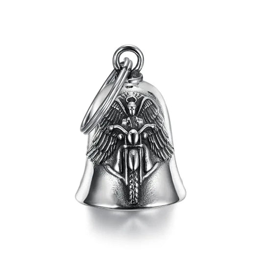 🌟 Colgante de Campana de Motocicleta con Alas de Ángel - 🏍️✨