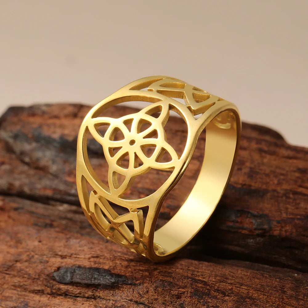 🌟 Anillo de Nudo de Bruja para Hombres y Mujeres - Acero Inoxidable Hueco, Amuleto de Protección Celta ✨