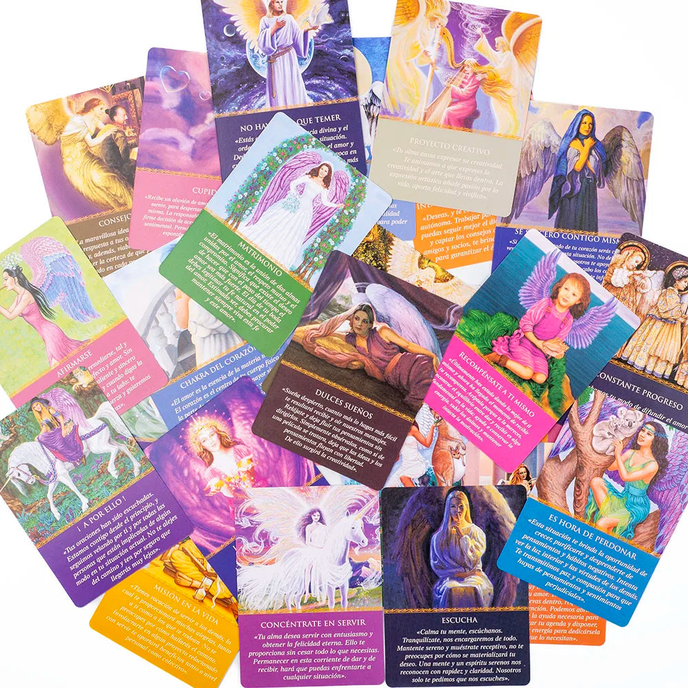 Tarot -Oráculo Guía Diaria de Tus Ángeles – 44 Cartas en Español para Adivinación y Conexión Espiritual 🌟🔮