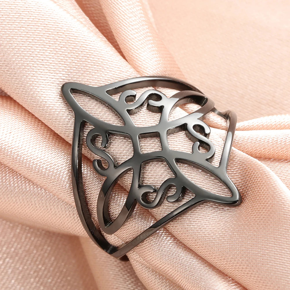 🌟 Anillo de Nudo de Bruja en Acero Inoxidable - Amuleto de Protección y Buena Suerte 🔮✨