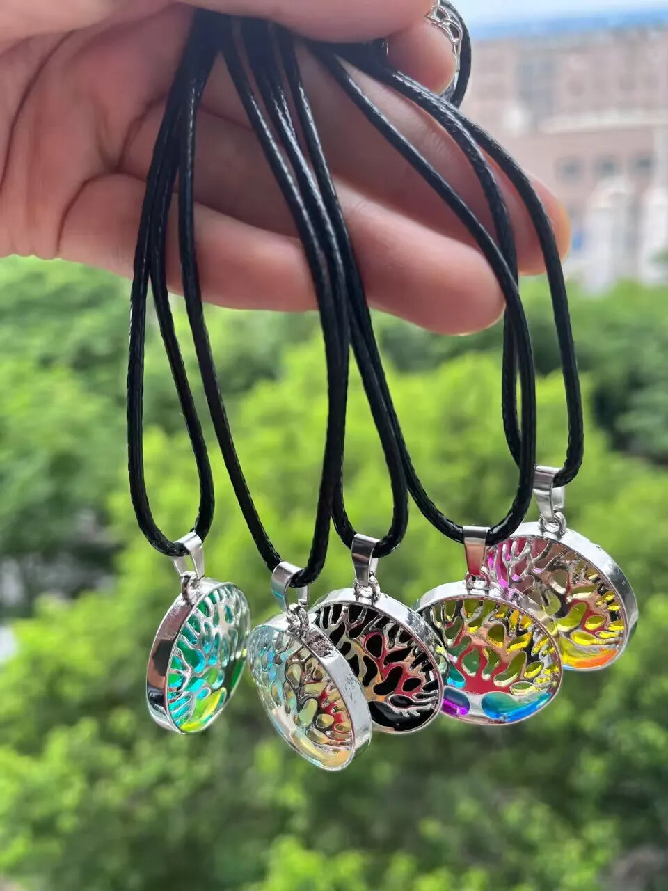 💎 Juego de 5 Collares de Piedra Natural en Forma de Corazón - Amatista, Ópalo y Cristal Púrpura ✨