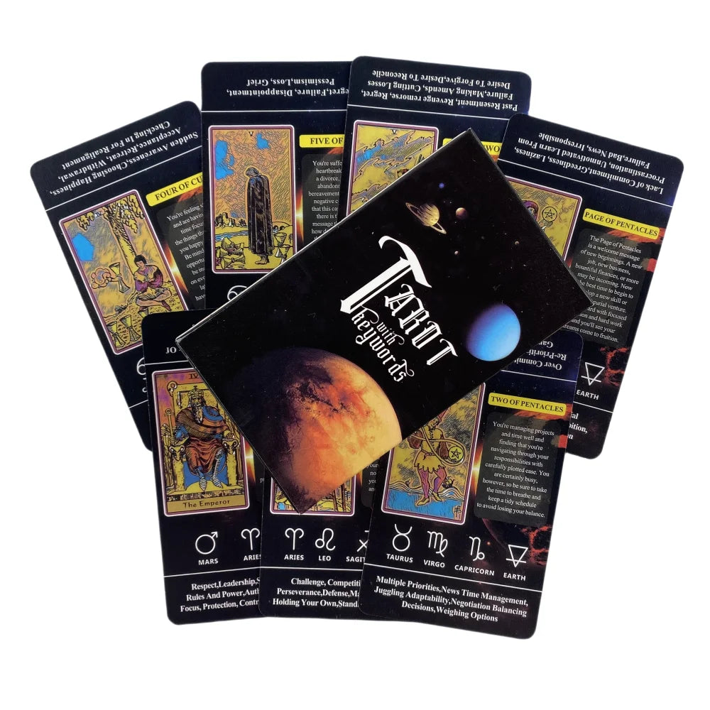 Tarot para Iniciantes Oráculo com Significados nas Cartas Palavras-chave Chakra Invertido Planeta Zodíaco Elemento Médio Tamanho Magro Espanhol