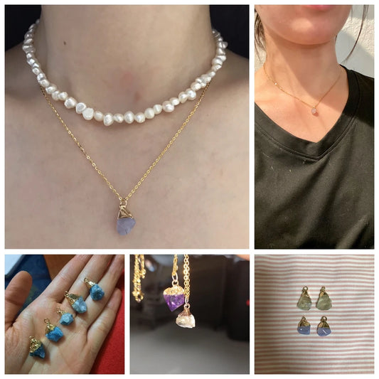 💎 Colgantes de Piedra Natural en Bruto - Labradorita, Ágata y Amatista ✨